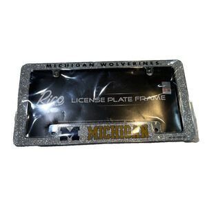 NCAA Michigan Wolverines Glitter Chrome License Plate Frame Cover Truck Car